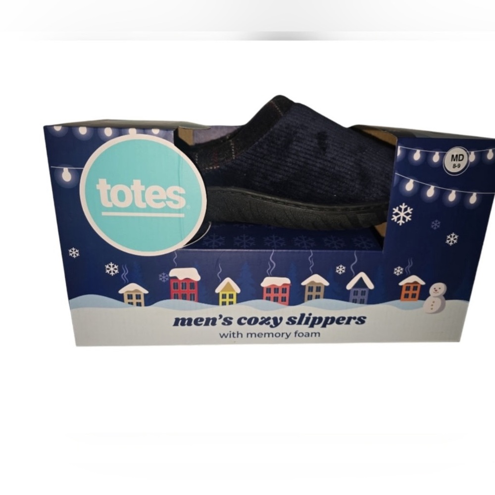 Men's Cozy Blue Ribbed Tote Slippers